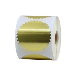 250 Pcs 2 Inch Round Foil Embossing Stickers Blank Certificate Seals Self Adhesive Metallic Labels with Serrated Edge for Awards Certificates Gold