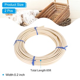 PATIKIL Runder Schilfrohr-Spline, 19,8 m, 2 Stück, Rattan-Rohrspule für DIY-Möbelkorbflechten, Korbgeflecht, Reparaturbedarf, Modellierdekoration, Aromatherapie, Holz
