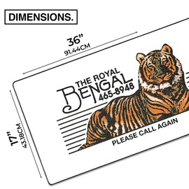 MPCO. OZGMX Large Gaming Desk Pad - 36" x 17" Aeroglyde Fabric Royal Bengal Original Desk Mats - Non-Slip, Washable, Smooth Glide for Precision Gaming & Work