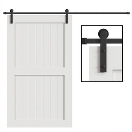 WINSOON Sliding Barn Door Hardware Kit 5/6/8/10/12/13/15/16FT Single Wood Door Closet Track Roller Set Straight Design Black(10FT Single Door Kit)