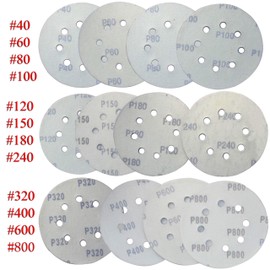 Aewio 5 inch 8 Holes Sanding Discs 40 60 80 100 120 150 180 240 320 400 600 800 Sandpaper for Random Orbital Sanders (60 Pcs 12 Kind #40-#800)