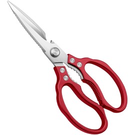 AWinjoy Kitchen Scissors, Heavy Duty Sharp Kitchen Shears Dishwasher Safe,Red Kitchen Accessories Cooking Shears for Kitchen Meat Chicken Fish Poultry Herb Bread (Red)