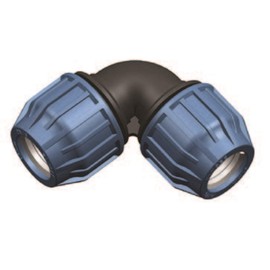 Elysee PP Fitting, Clamp Coupling, Clamp Connector Angle 90° for PE Pipe, 25 mm, DVGW