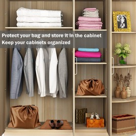 6 Pack Dust Bags for Handbags Silk Dust Cover Bag for Handbags Purses Shoes Boots, Silk Dustproof Drawstring Bag Travel Storage Pouch, Brown, 23.6 × 19.6 in, Dust Bags for Handbags