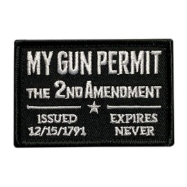 USA Gun Permit 2nd Amendment 1791 Patch [3.0 X 2.0 “Hook” Fastener - GP7]