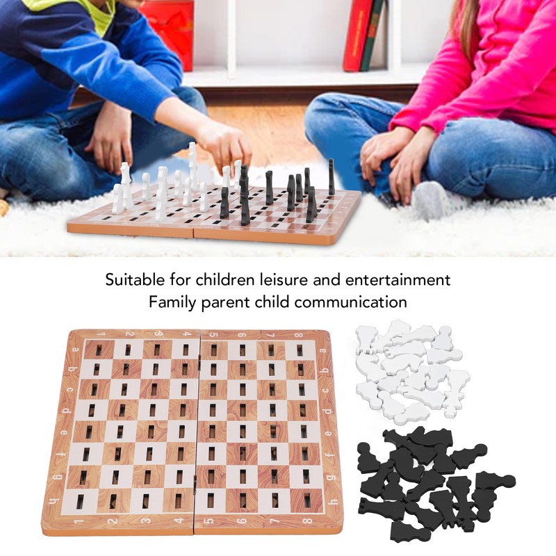 Wooden Chess Game Children Adult Portable Funny Folding Chess Board