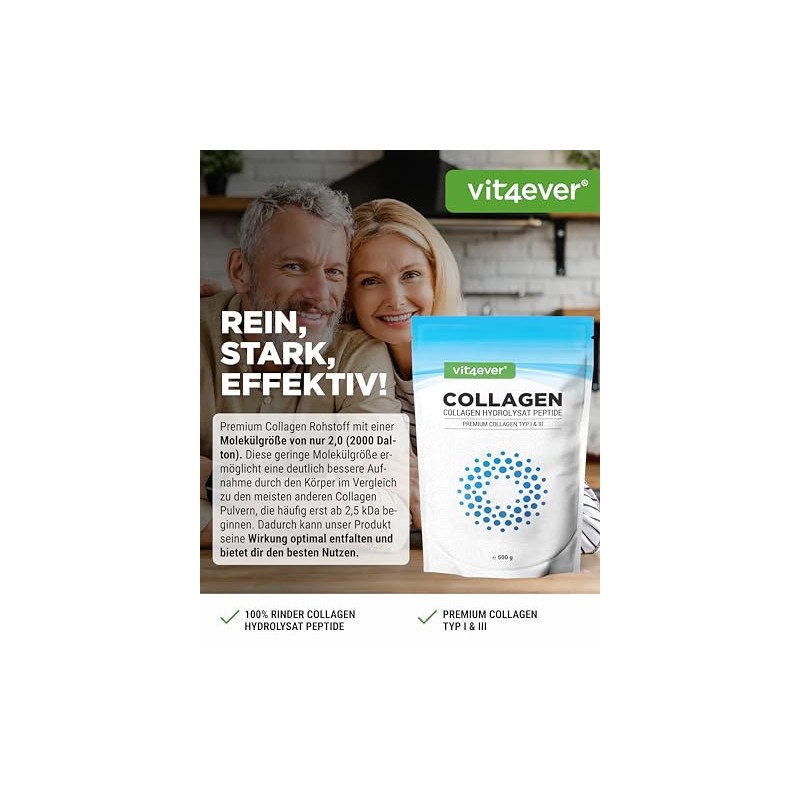 vit4ever Collagen Powder 500 g - 100% Bioactive Collagen Hydrolysate