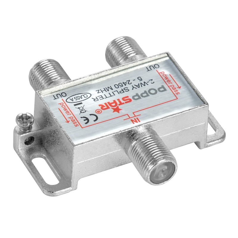 Poppstar Sat-distributor 2-way (analog/digital-capable), 100dB, 5-2500 MHz, incl. F-plug
