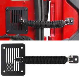 Compatible with Jeep Wrangler JK JKU 2007-2018 Tailgate Check Tailgate Door Limiting Straps, USA Flag Style Removable Improved Braid Strap Door Check Limiter (Black)