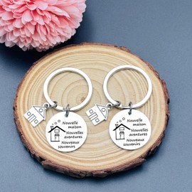 ZYMGUO Gift New Home Keyring House Gift Couple Key Ring House Gift, Key Chain House Gift, Key Ring Couple as Gifts Couple Original, Silver, Large, silver, L