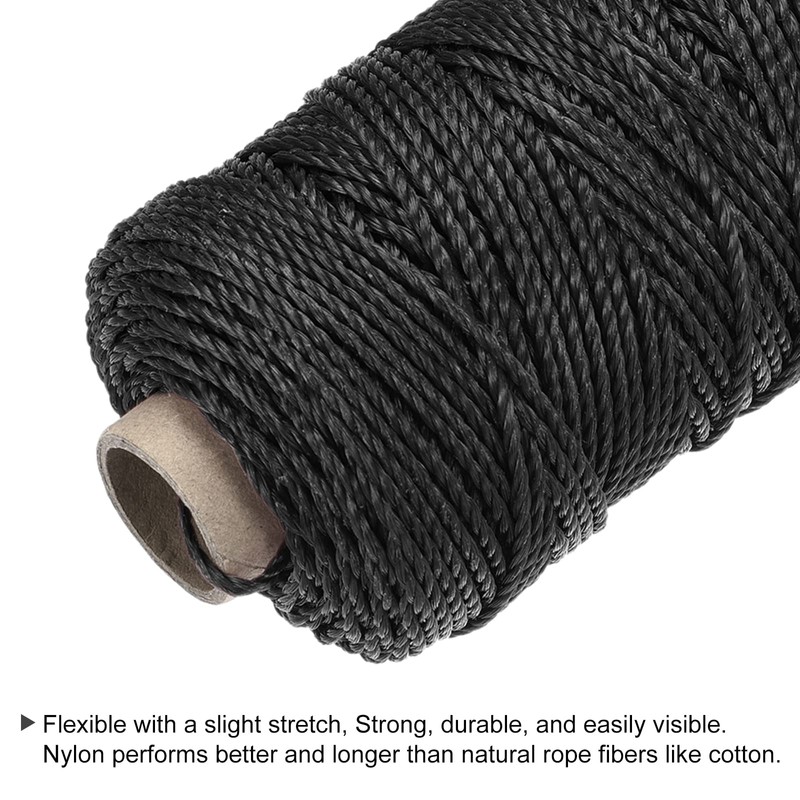 sourcing map Twisted Mason Line Nylon Twine String Cord Black