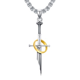 PROESS Broken Sword Necklace 925 Sterling Silver Lord of the Rings Necklace Gothic Sword Pendant Norse Mythology Jewelry for Women Men Birthday Christmas Gifts