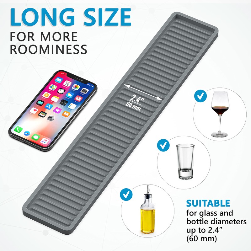 ZAPPOWARE Kitchen Sink Narrow Silicone Holder Tray 18"x3.1", Vanity &