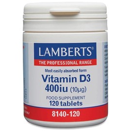 Lamberts Vitamin D3 400iu – 10µg Cholecalciferol for Bone & Immune Support – 120 Vegetarian Tablets