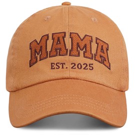 Mama EST 2025 Hat, First Time Mom Gifts, Embroidered Hats for Women, Vintage Washed Unstructured Baseball Cap
