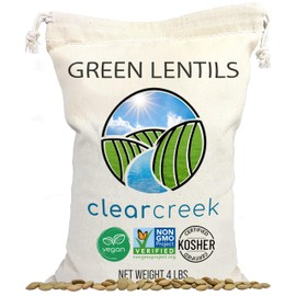 CLEAR CREEK Green Lentils | Project Non-GMO Verified | 4 lb | Vegan | Non-Irradiated (Will Sprout) | Kosher | Vegan