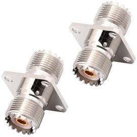 tunghey 2Pack SO239 to SO239 Chassis Mount Connector, SO239 UHF Female to Female 4 Hole Flange Panel Mount Adapter for PL259 UHF Antenna, CB &Am-ateur Radio, Ha-m Radio Transceiver