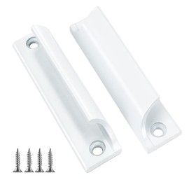 PUCIO 2 Pieces Door Handle, Patio Door, Exterior Handle, Balcony Door, Balcony Door Handle, Outdoor, Metal Handle, for Doors and Windows, Drawers, Cabinet Doors, etc. (White)