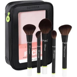 SEPHORA Set De Brochas Faciales Favoritas De Sephora: 5 Brochas De Maquillaje Y 1 Neceser negro
