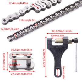 420 Jackshaft Chain 42Link+Standard Roller Chain 90 Link+ Chain Breaker, fit for Coleman CT200U CT200U-EX BT200X Baja Warrior MB200 Massimo Mini Bike Predator 212cc 200cc 196cc 6.5hp Powersports Parts
