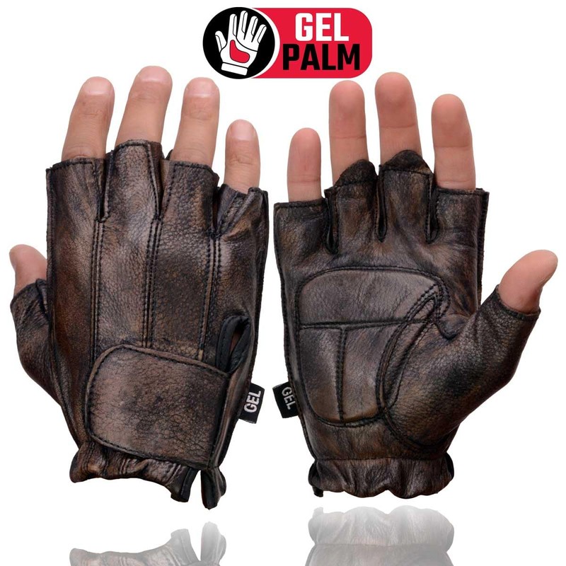 Milwaukee Leather Men's Fingerless Motorcycle Riding Hand Gloves - Large