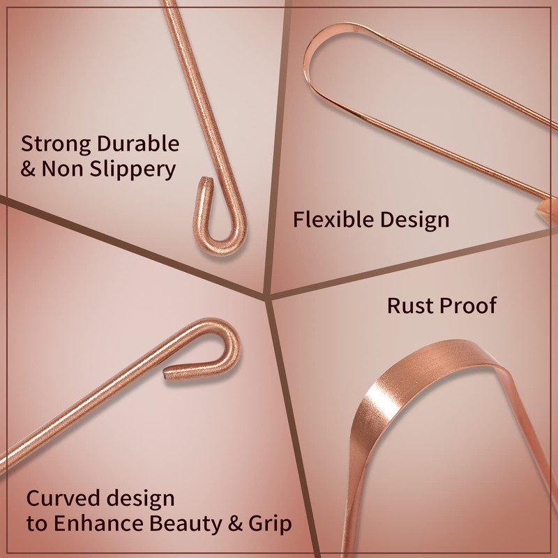 Copper Tongue Scraper Cleaner for Adult, 100% Pure Copper by
