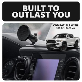 Tackform TRAXX Slim Track Dash Mount - Magnetic Phone Holder - Compatible with MagSafe | Compatible with 2016-2023 Toyota Tacoma | CNC Billet Aluminum | Full Width Bracket + Bezel Stiffeners | Blue