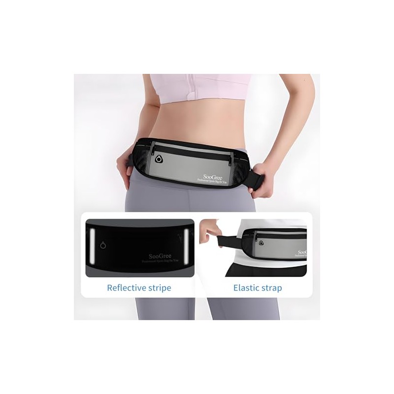 SooGree - Riñonera para correr para hombre y mujer, cintura
