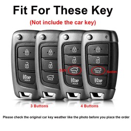 TECART Smart Flip Car Key Shell Protector Key Fob Cover Fit For Hyundai Elantra Solaris i30 i35 i40 ix35 Sonata Tucson Verna Celesta Accent Kona Genesis Azera Keyring Accessories 3/4 Buttons Blue B
