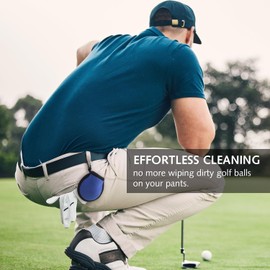 2 Pack Golf Ball Cleaning Bags, Portable Golf Ball Bag with Clips, Waterproof Golf Ball Cleaning Bag with Double Layers, Compact Golf Ball Wash Bag, Golf Accessories for Men, Gift