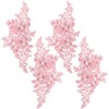 CABODYALS 2 Pairs 4Pcs Pink Floral Embroidery Applique Beaded 3D