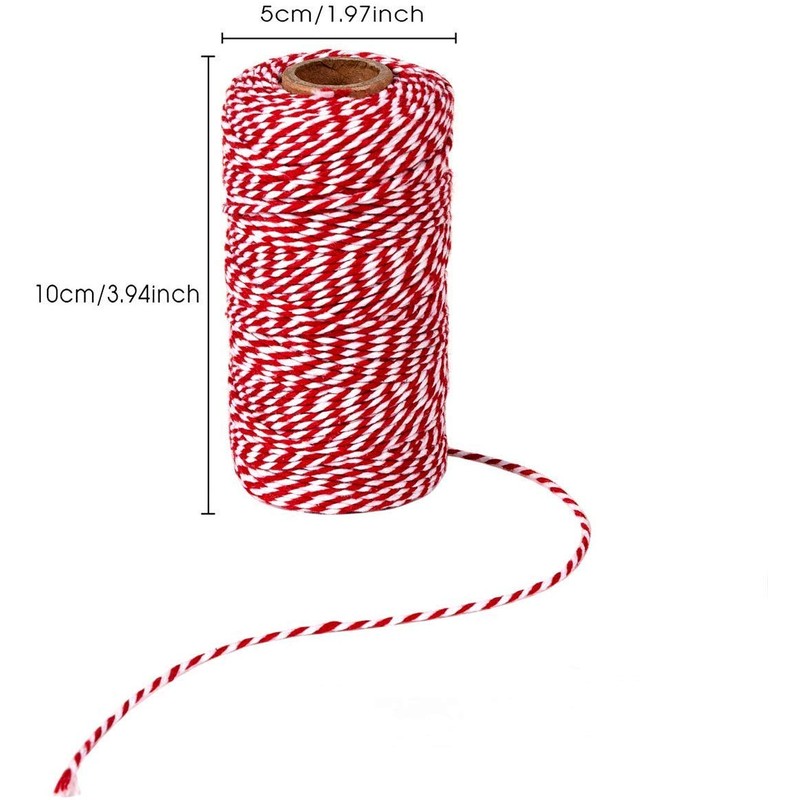 Cotton Bakers Twine String, 100 m Red and White Twine,