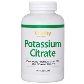 Potassium Citrate Capsules High Dose with 220 mg Elementary Potassium per Capsule (Pack of 180) Potassium Citrate Vitality Nutritionals by Vitaminexpress