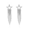 T-ztoss Zirconia Crystal Statement Tassel Dangle Earrings Silver Tone Rhinestone