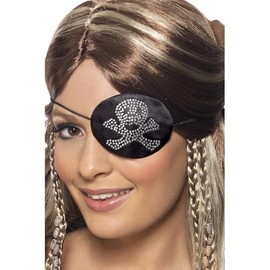 Pirates Eyepatch, Black and Silver, Diamante