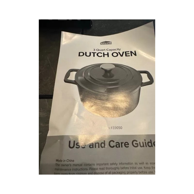 CHEFELECT NEW - CAST IRON PORCELAIN ENAMEL 3 QT DUTCH