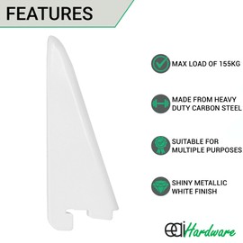 Twin Slot Shelving Brackets White - Heavy Duty Steel Bracket | Pack of 2 - 120mm / 12cm