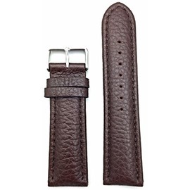 24mm Dark Brown Genuine Leather Watchband | Buffalo Shrunken Grained, Medium Padded Replacement Watchstrap that brings New Life to Any Watch (Mens Standard Length)