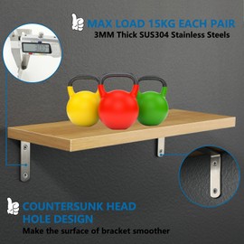 Mooche 8PCS Brushed Shelf Brackets 120mm, Metal L Bracket for Shelves, Wall Mounted Shelf Supports Brace Heavy Duty for Living Room Kitchen Office