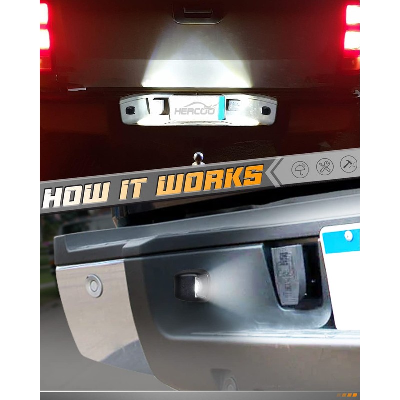 HERCOO LED License Plate Light Lens Tag Lights Rear Lamp