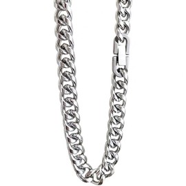 IN Chenthy Men's Cuban Chain, Silver Trend Hip-Hop Non-Fading Peptide Steel Necklace, 6mm/8mm Width（6mm+22"）