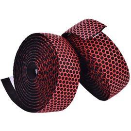 PLATT Road Bike Handlebar Tapes Bicycle Bar Tape Superior Breathable Hexagon Non-Slip Bike Handlebar Tape Bike with Bar End Plugs,Red (2PCS Per Set)