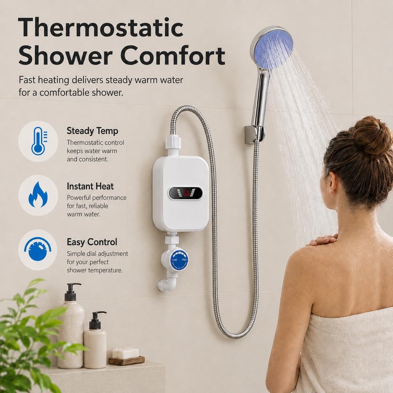 NOLITOY Electric Tankless Water Heater : Anti Scald Instant Hot