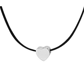 Very Small Polished Silver Heart, 3/8ths Inch, European Designed Charm, Sterling Silver Finish With Overcoat Protection, Adjustable Black Suede Necklace Nickel, Lead, Cadmium Free