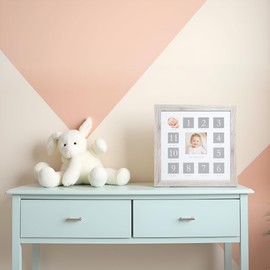 Kate & Milo My First Year Frame, Newborn To First Birthday Photo Frame, Baby Keepsake Nursery Frame, Rustic Wood