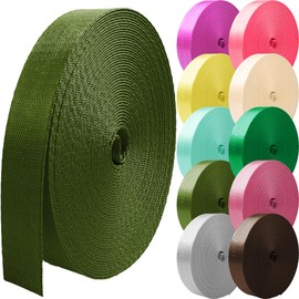 Grosun Nylon Webbing 1 inch 1.5 inch 2 inch Webbing Nylon Strap Nylon Belt, 10 25 50 3.3 Yards Webbing (Olive Green, 1 Inch x 3.3 Yards)