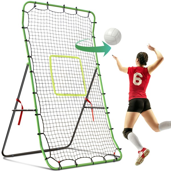 LFYSPORTS Volleyball Rebounder Net 7x4 FT, Unique Curved Steel Frame,