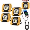 KunHe 4 Pack 400 Lumens LED Work Light Rechargeable Portable
