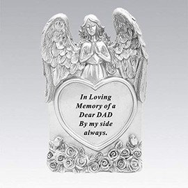 David Fischhoff Silver Praying Angel Heart Dad Memorial Standing Plaque DF18577-D