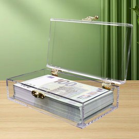 Clear Acrylic Lockable Cash Box Money Box for Cash Money Holder Cash Organizer Single Row Money Storage Box Money Organizer for Cash